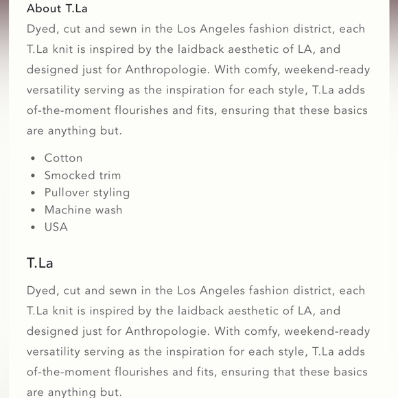 NWT Anthropologie T.la Black Strapless Tube Top  Smocked Details - Picture 4 of 4